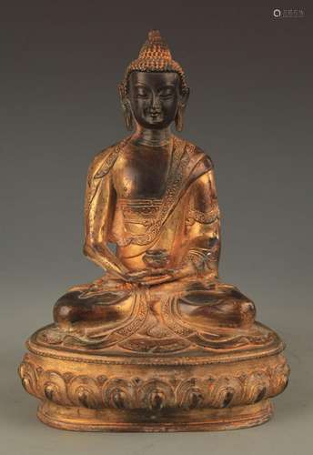 A GILT-BRONZE BHAISAJYAGURU BUDDHA