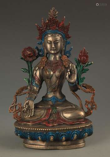 TIBETAN BUDDHISM BRONZE WHITE BODHISATTVA TARA