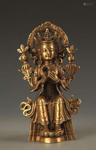 A FINE BRONZE MAITREYA BUDDHA STATUE STATUE