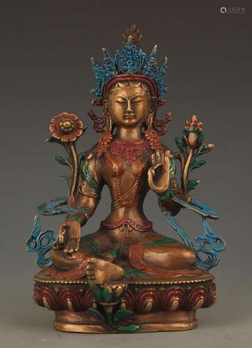 TIBETAN BUDDHISM BRONZE WHITE BODHISATTVA TARA