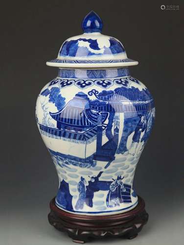 BLUE AND WHITE STORY PAINTED GENERAL JAR STYLE