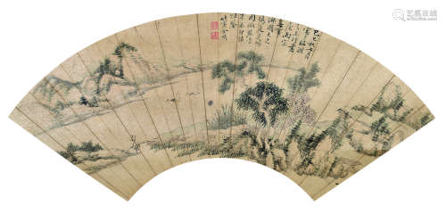 金心兰（1841～1909） 山水 扇面 纸本设色