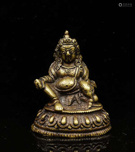 CHINESE GILT BRONZE FIGURE OF JAMBHALA