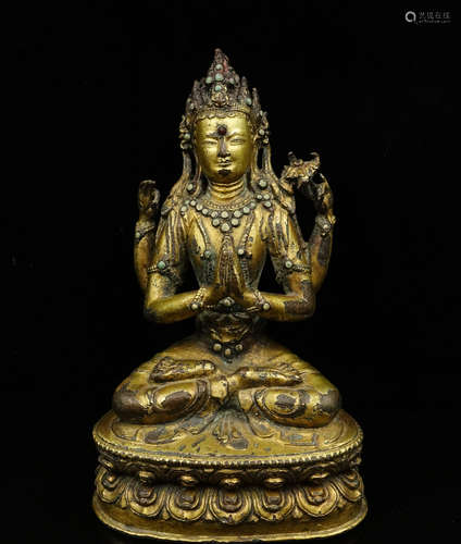 CHINESE GILT BRONZE FIGURE OF TARA