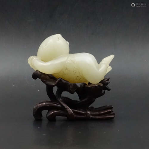 CHINESE WHITE JADE CARVED BOY