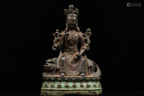 CHINESE BRONZE FIGURE OF MANJUSRI