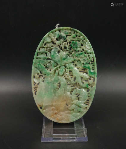 CHINESE JADEITE PLAQUE IN OPEN WORK