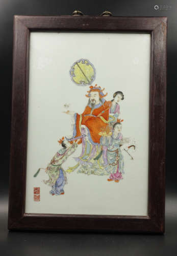 CHINESE FAMILLE ROSE PORCELAIN PANEL