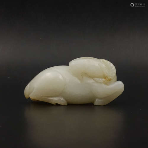 CHINESE WHITE JADE RECUMBENT SHEEP