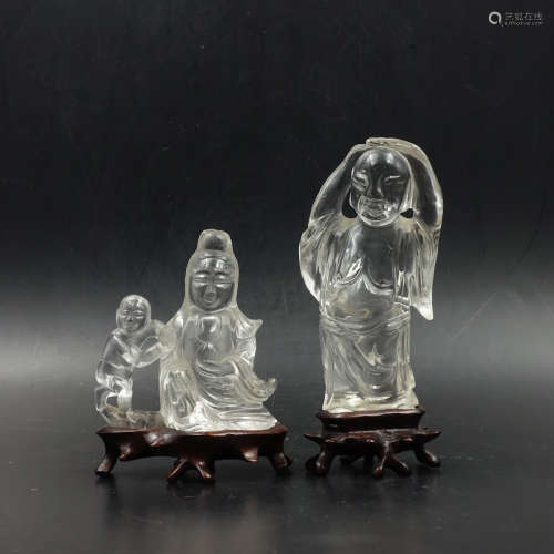 CHINESE CRYSTAL CARVED FIGURINES