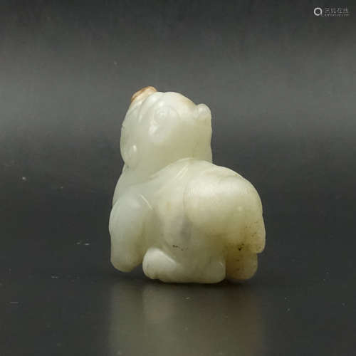 CHINESE WHITE JADE CARVED FOOLION