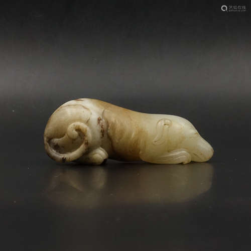 CHINESE WHITE JADE RECUMBENT DOG