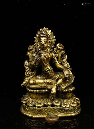 CHINESE GILT BRONZE FIGURE OF TARA