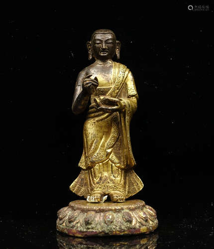 CHINESE GILT BRONZE FIGURE OF GURU