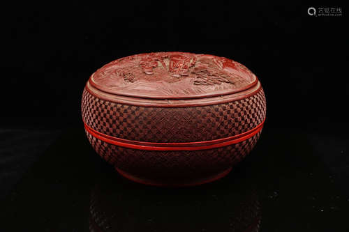 CHINESE CINNABAR LACQUER COVER BOX