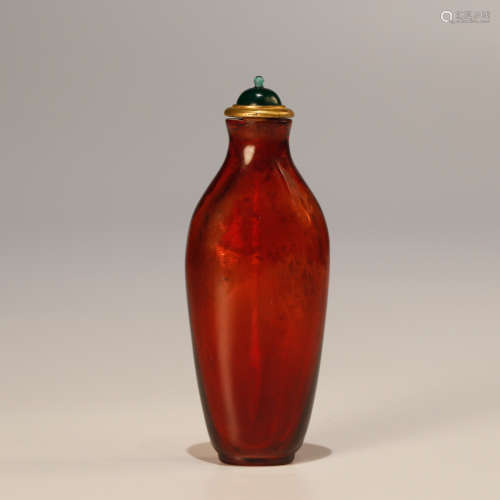 RUBY RED PEKING GLASS SNUFF BOTTLE