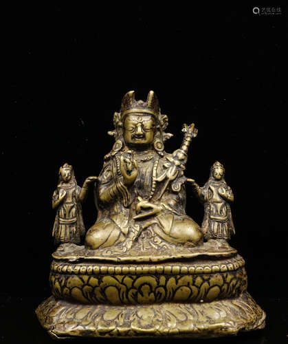 CHINESE COPPER REPOUSSE FIGURE OF PADMASAMBHAVA