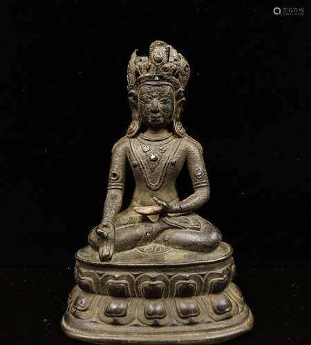 CHINESE BRONZE SEATED GUANYIN