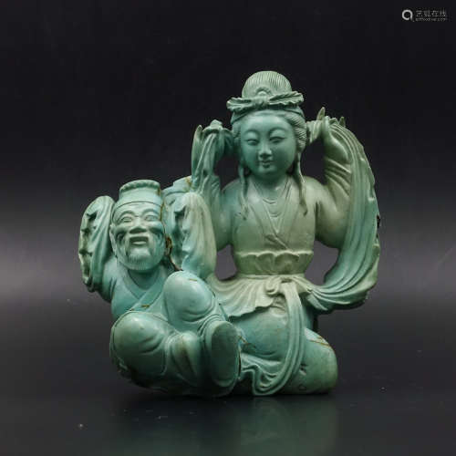 CHINESE TURQUOISE CARVED FIGURINES