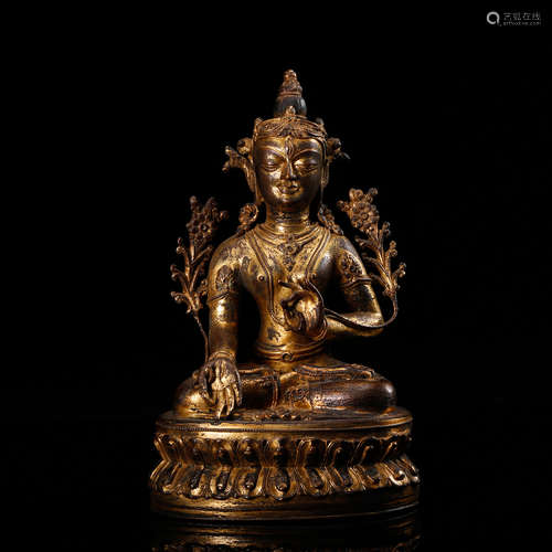 GILT BRONZE SEATED TARA