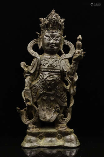 CHINESE BRONZE FIGURE OF GUARDIAN