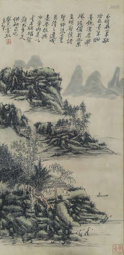 CHINESE INK AND COLOR SCROLL PAINTING