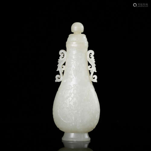 MUGHAL STYLE WHITE JADE VASE