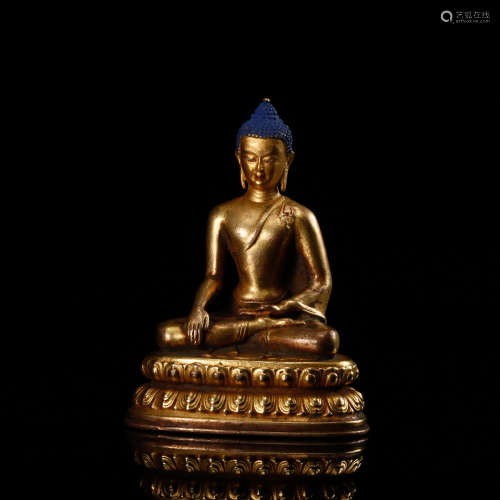 GILT BRONZE SEATED SHAKYAMUNI