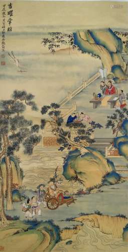 CHINESE INK AND COLOR SCROLL PAINTING