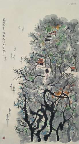 CHINESE INK AND COLOR SCROLL PAINTING