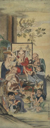 CHINESE INK AND COLOR SCROLL PAINTING