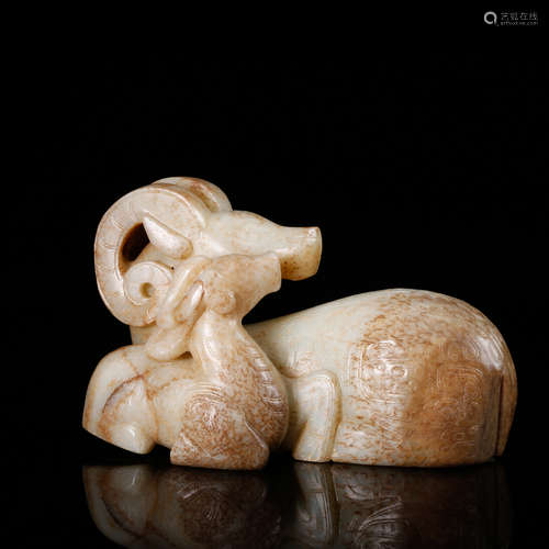 WHITE JADE CARVED RAM