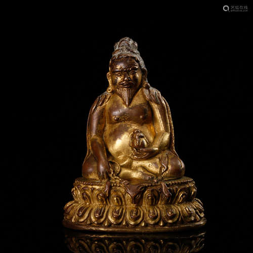 GILT BRONZE SEATED JAMBHALA