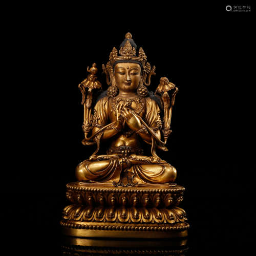 GILT BRONZE SEATED TARA