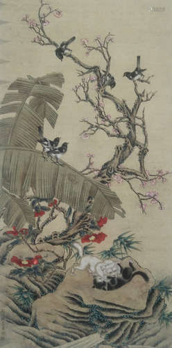 CHINESE INK AND COLOR SCROLL PAINTING