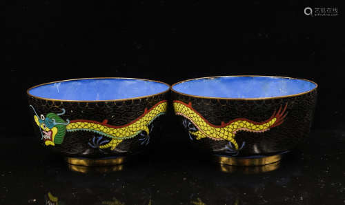 PAIR OF CHINESE CLOISONNE BOWLS