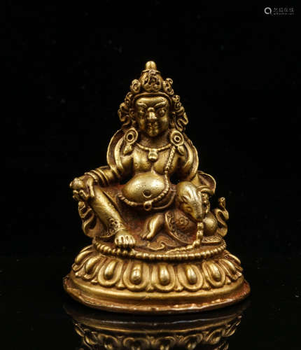 CHINESE GILT BRONZE JAMBHALA