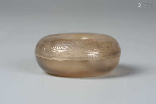 CHINESE QING DYNASTY AGATE COVER BOX