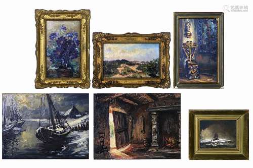 FRENNAN ROBERT zes olieverfschilderijen getekend six oilpainting