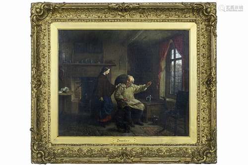 ZWECKER JEAN-BAPTISTE (1814 - 1876) olieverfschilderij op doek met een typi