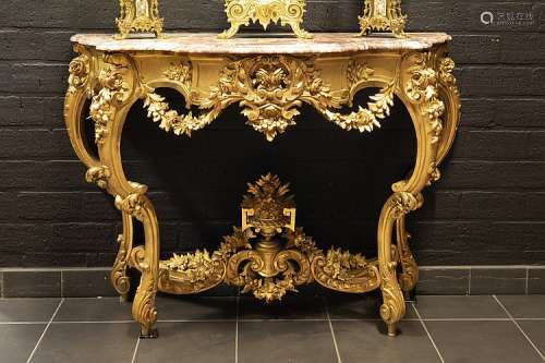 FRANKRIJK - ca 1850/70 prachtige Napoleon III-console in rijk en fijngesc