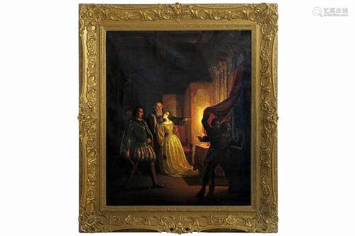 THANS WILLEM (1816 - 1858) olieverfschilderij op doek met een romantisch ge