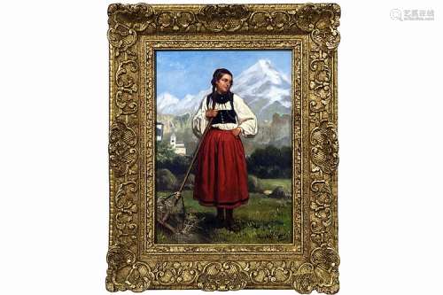 DILLENS HENRI JOZEF (1812 - 1872) olieverfschilderij op paneel : 