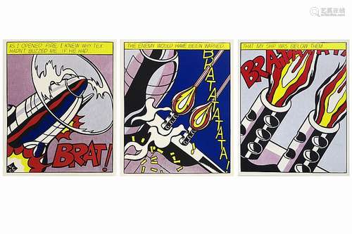 LICHTENSTEIN ROY (1923 - 1997) set van drie kleurlitho samen één werk vorme