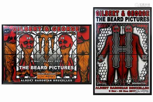 GILBERT & GEORGE (20°/21° EEUW) twee prints in kleur met karakteristieke th