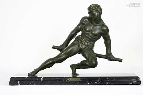 FAES J. (20° EEUW) sculptuur in brons met een typisch en gestileerd Art Dec