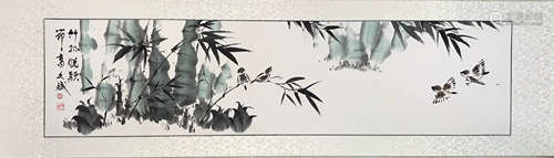 A YUAN WENBIN INK BAMBOO PAINTING 