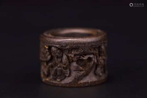 20TH CENTURY, A STORY DESIGN OLD AGILAWOOD RING, THE REPUBLIC OF CHINA