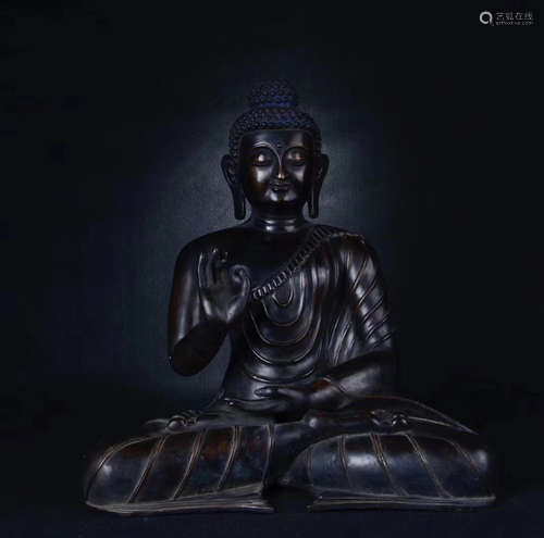 A SAKYAMUNI DESIGN OLD BRONZE FIGURE