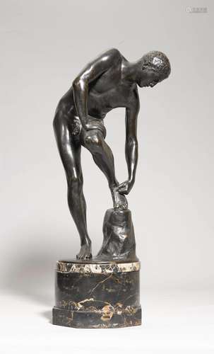 BRONZE FIGURE OF A YOUNG MAN,